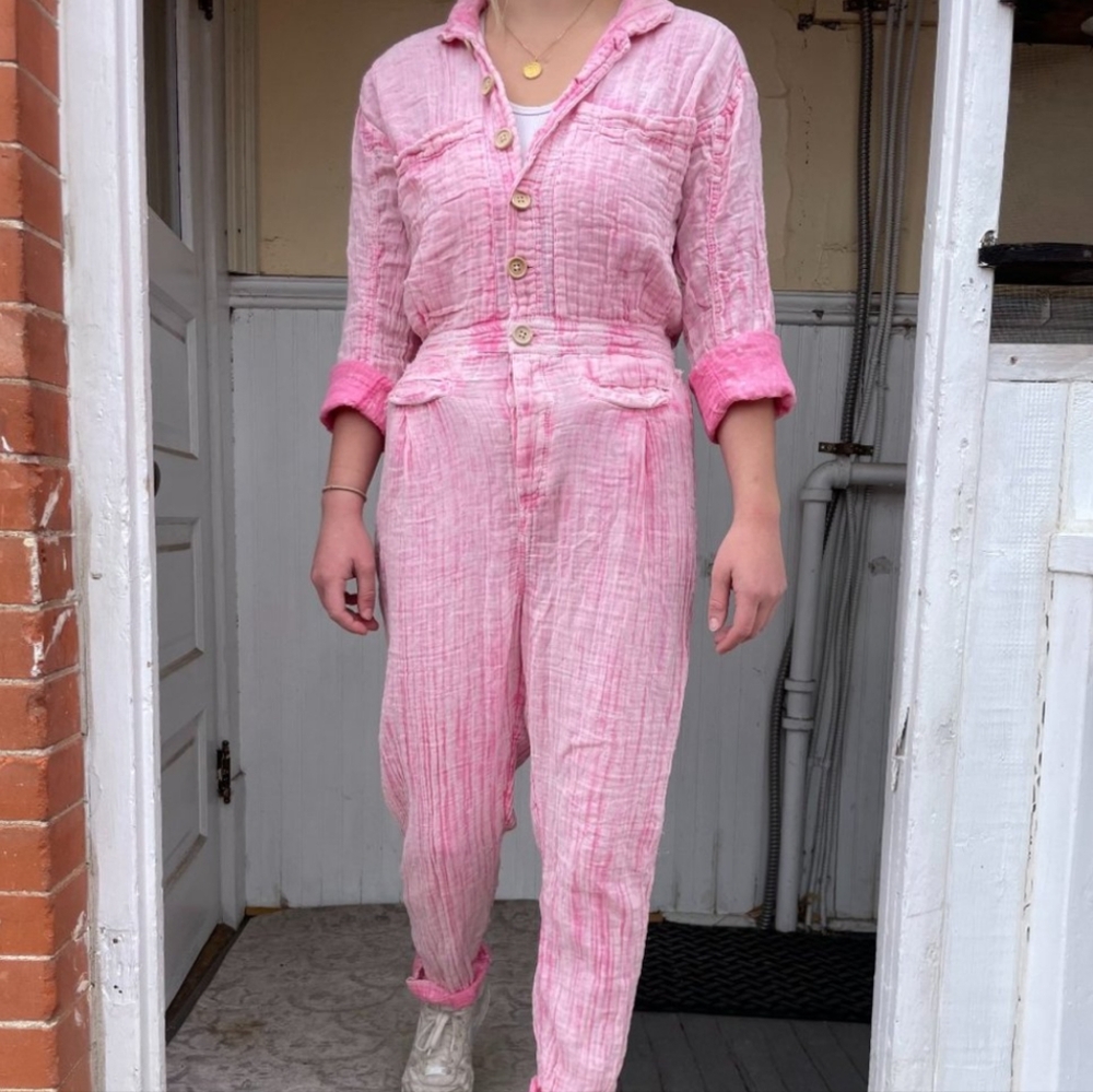 Free People Madrid Jumpsuit Cotton Gauze Lightweight One Piece Size MEDIUM